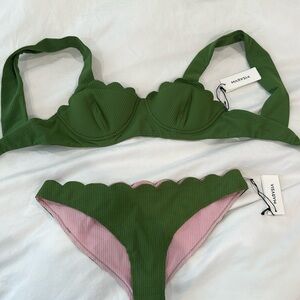NWT Marysia Swim Green Scallop Bikini Size M